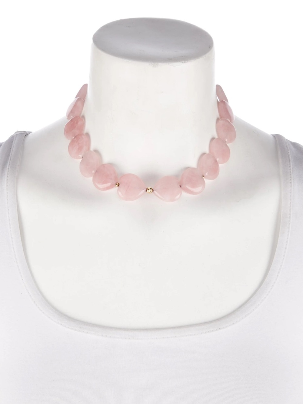 Nest Jewelry Pink Rose Quartz Heart Bead Choker Necklace